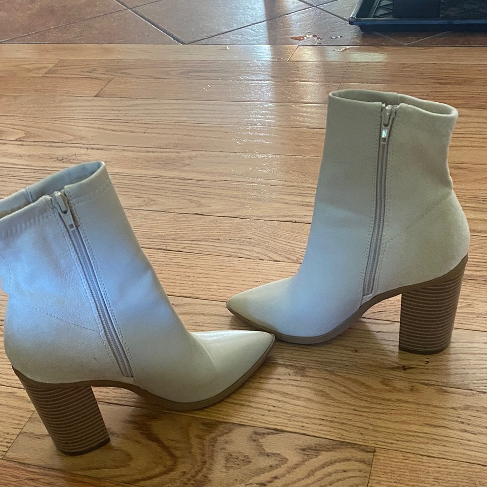 Leather Cream Ankle Boots - Picture 3 of 6